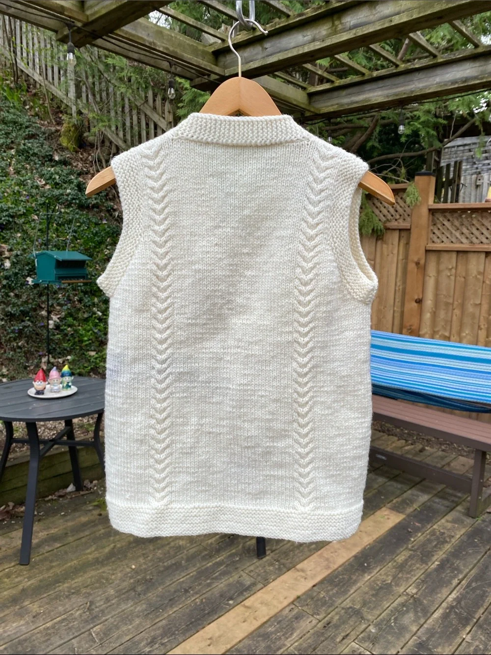 Cream Cable Knit Button Front Vest - Picture 4 of 9